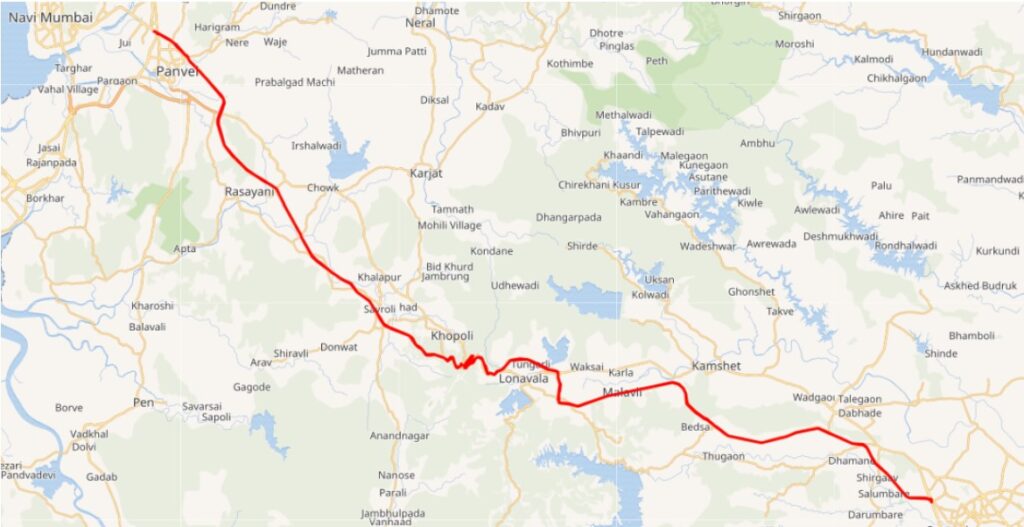 Route Map Of Mumbai Pune Expressway 1024x527 